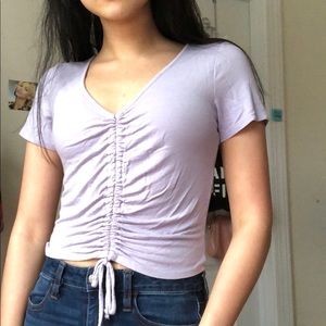 Lilac t shirt with drawstring front
